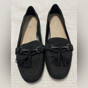 Alex Marie suede leather loafer with tassels  textured snakeskin sueded design